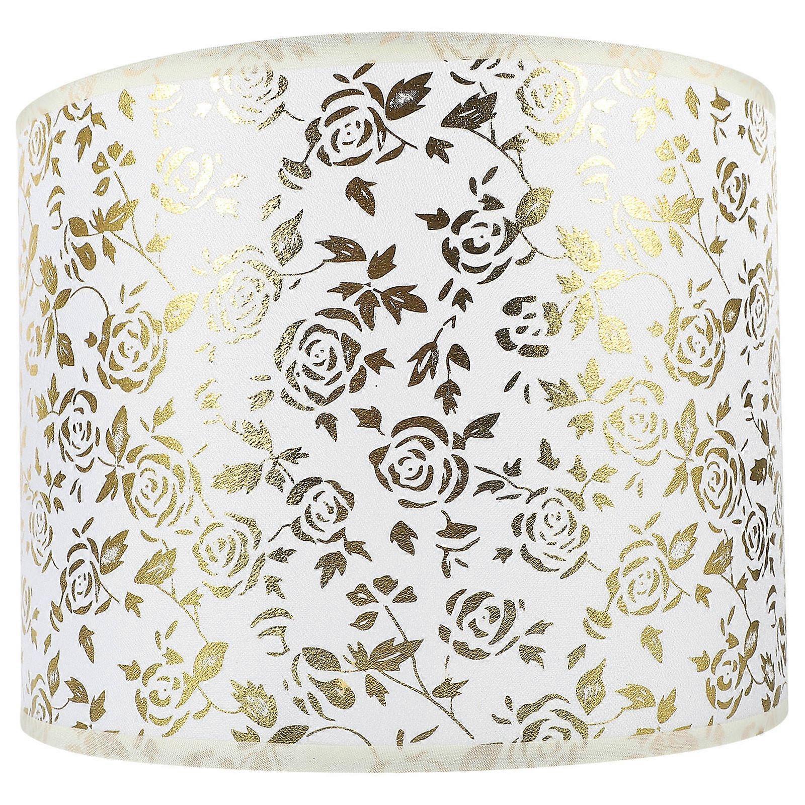 Golden Fabric Lamp Shade Replacement for Desk Lamp 2Pcs Flower Print Cover