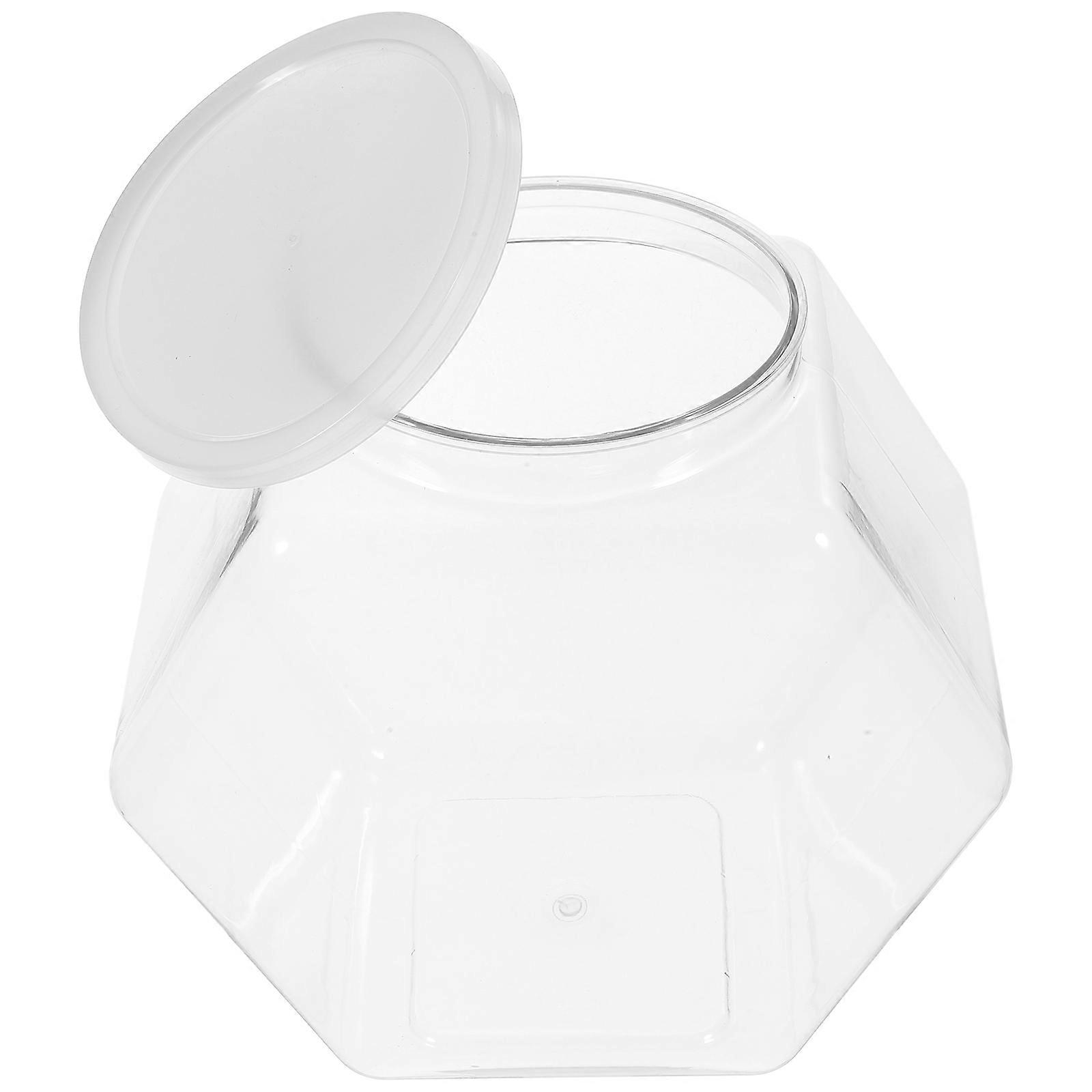 Hexagonal Cookie Jar Large-Capacity Food Storage Container For Home Use 3800ml Transparent Plastic 1Pack