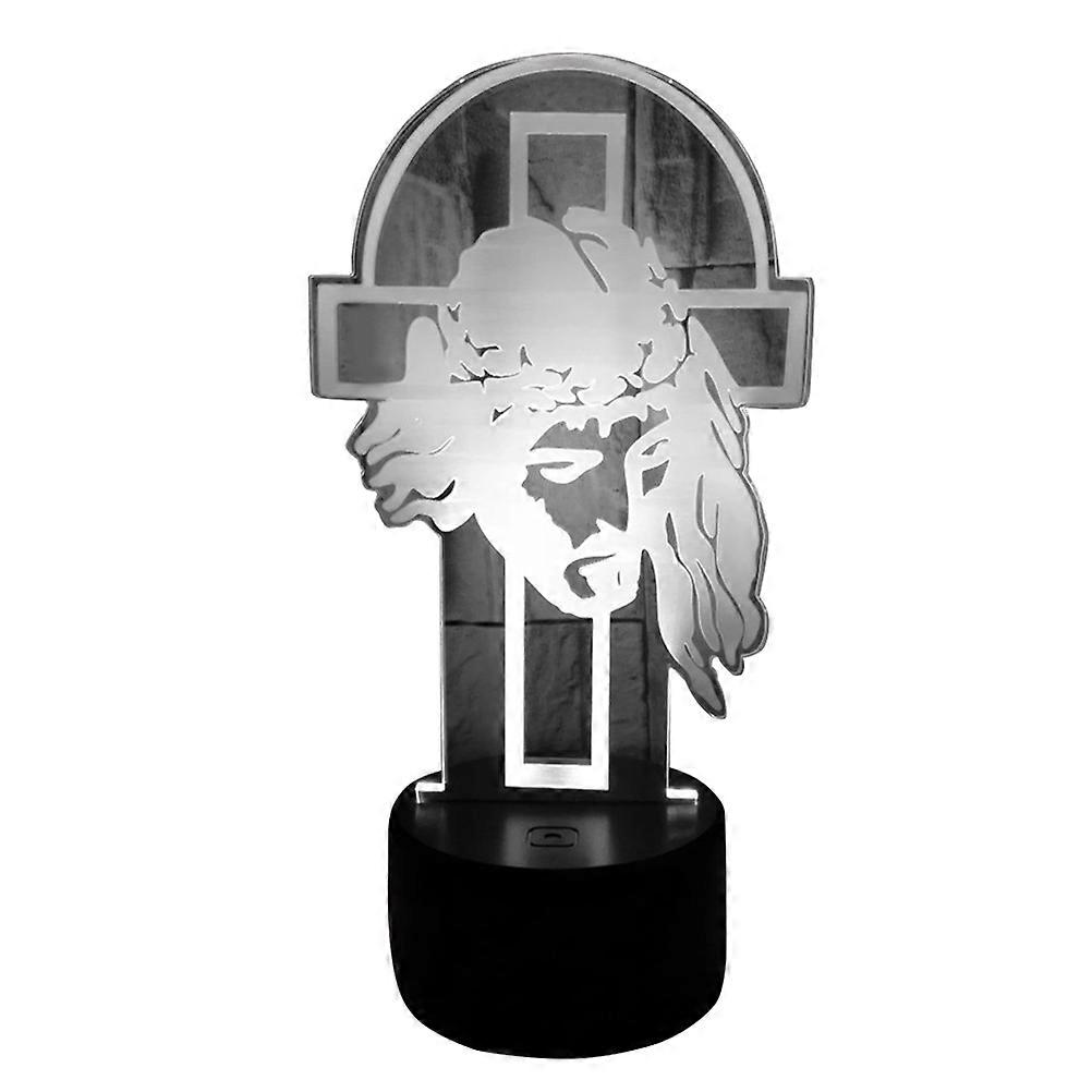 Creative Night Light 3D Jesus Cross Lamp for Lighting Use 2Pcs USB Charging