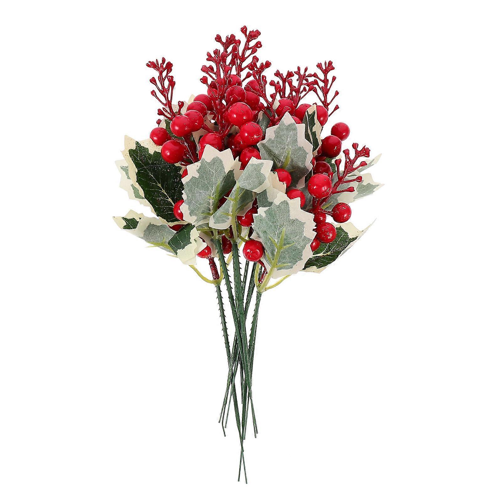 Red Artificial Berry Branches for Xmas Home Decoration 20Pcs Set