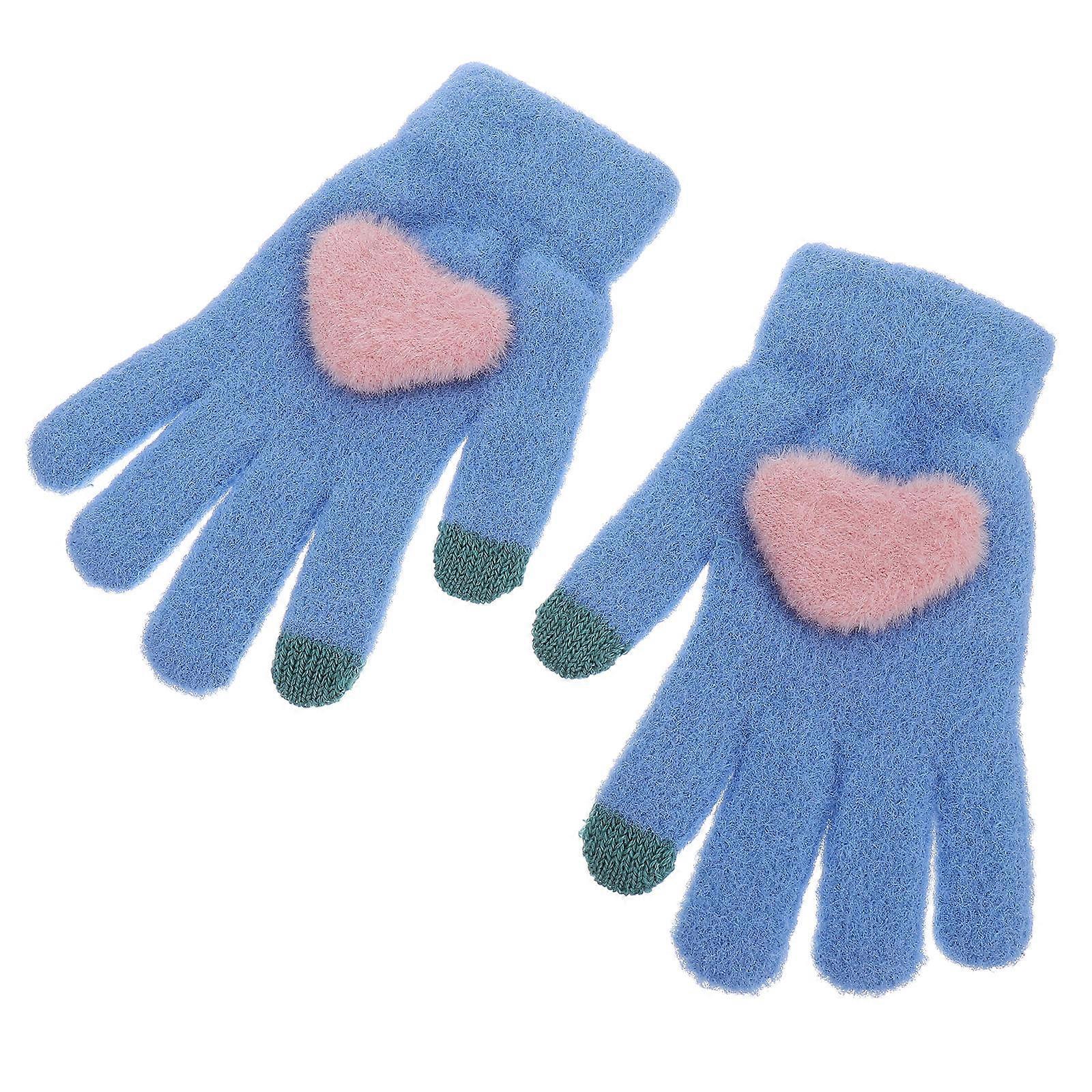 Plush Gloves Knitted Winter Gloves for Touchscreen Use 2Pairs