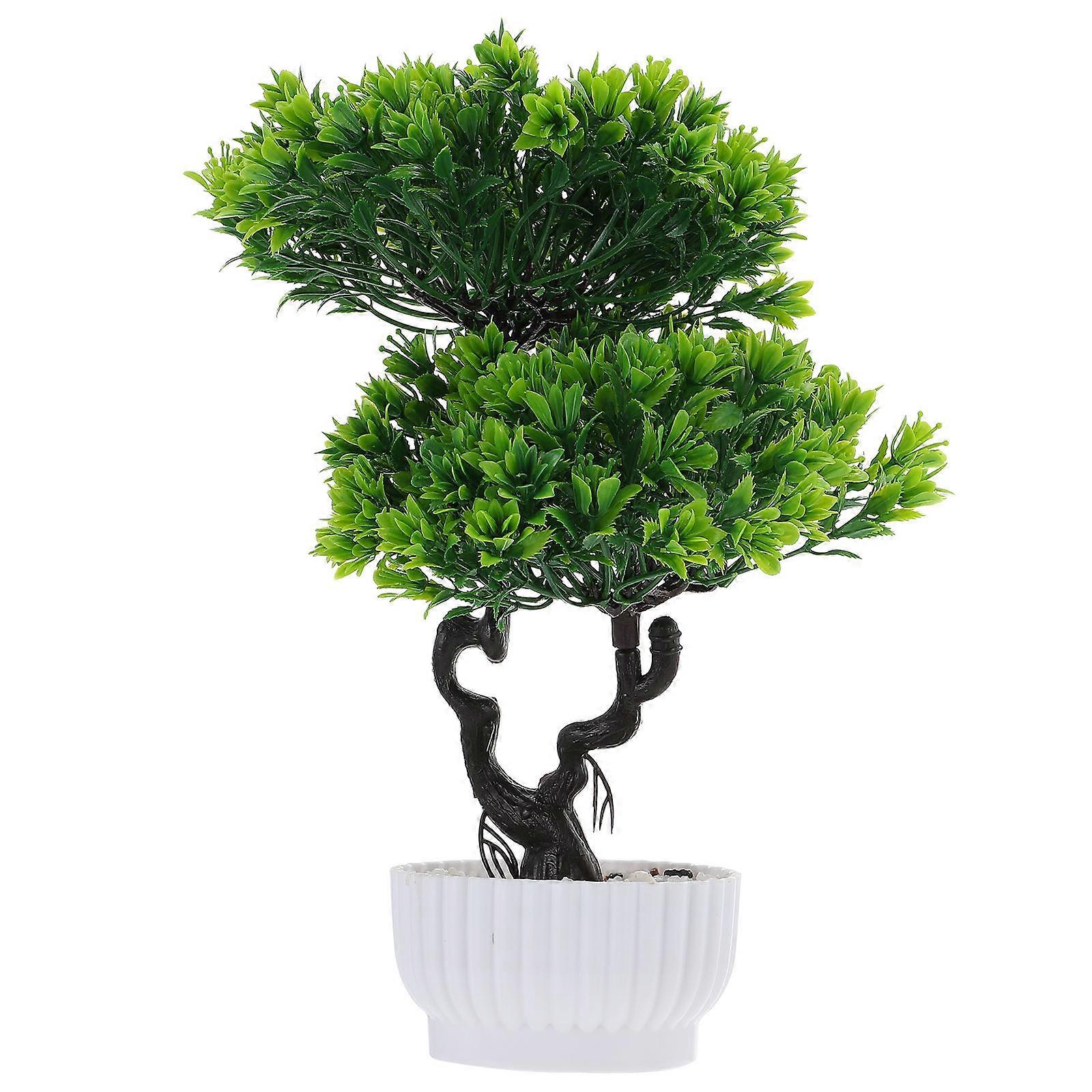 Simulation Bonsai Pine Tree Artificial Plant for Decoration 2Pcs Green Faux Tree