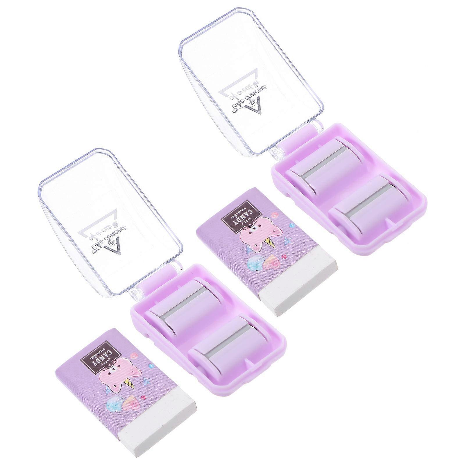 Mini Eraser Collectors 2 Sets Portable Cleaning Tools for Office Use Violet Color Practical Design