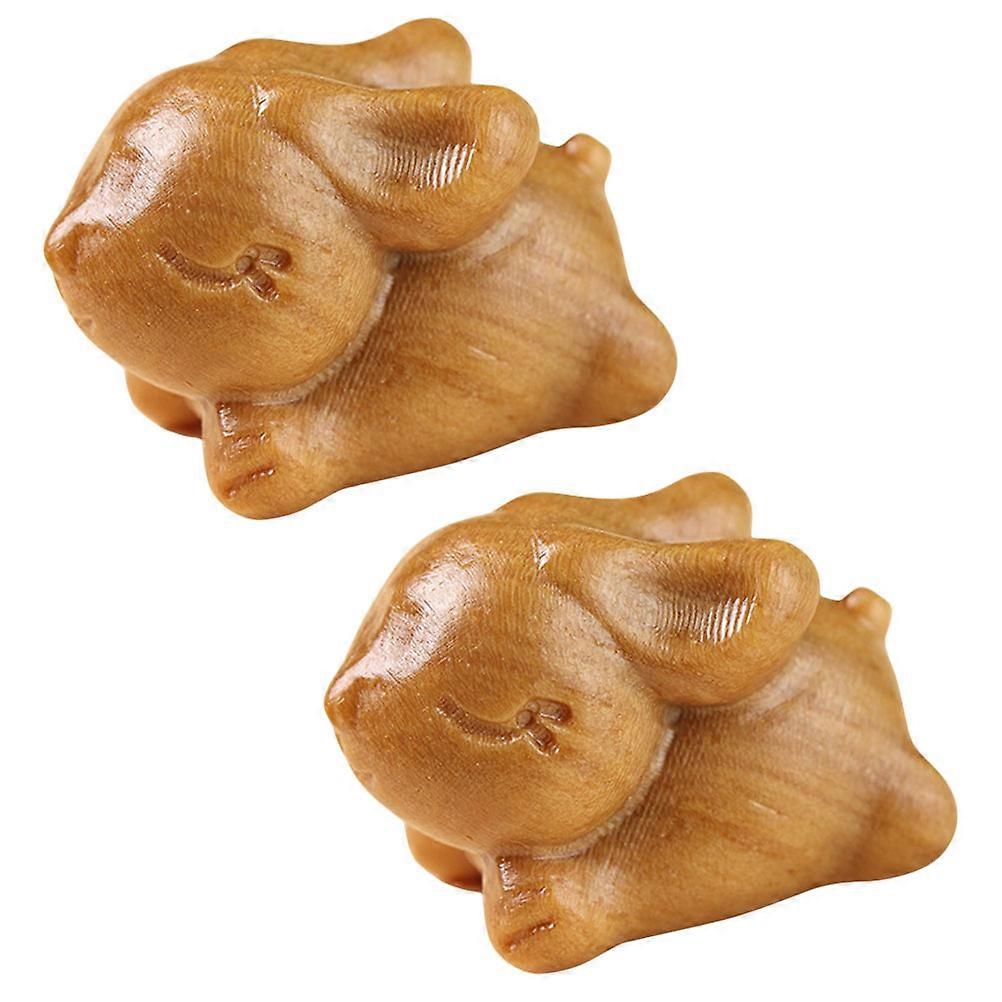 Brown Wood Rabbit Charm Hanging Decoration for DIY 10Pcs Set