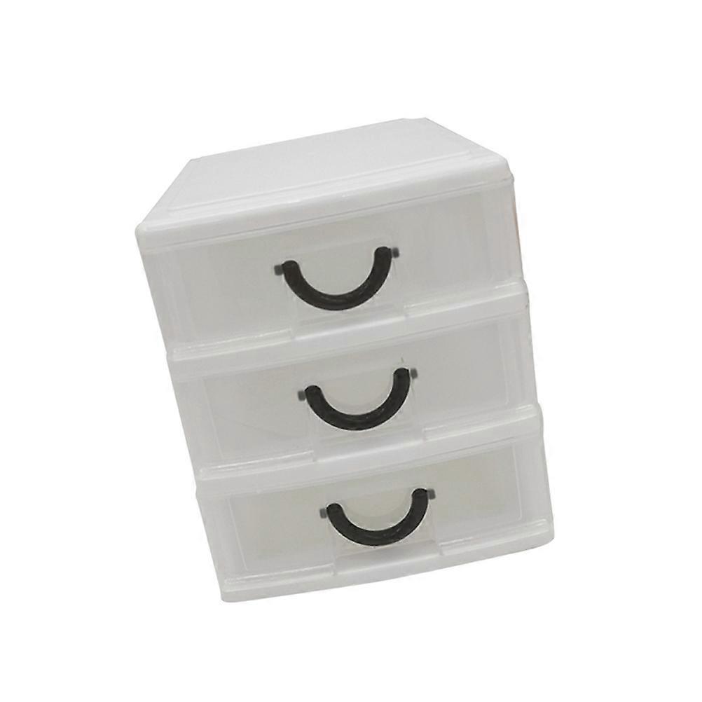 Plastic Storage Box Translucent Drawer Organizer for Holding 3Pcs Beige
