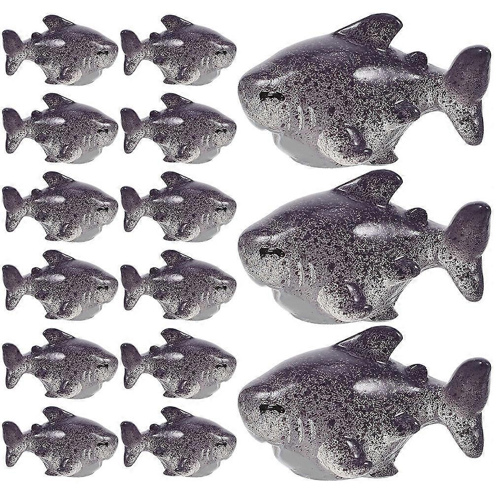 Tiny Shark Figures Mini Resin Animals for Decoration 40Pcs Grey Resin Figurines
