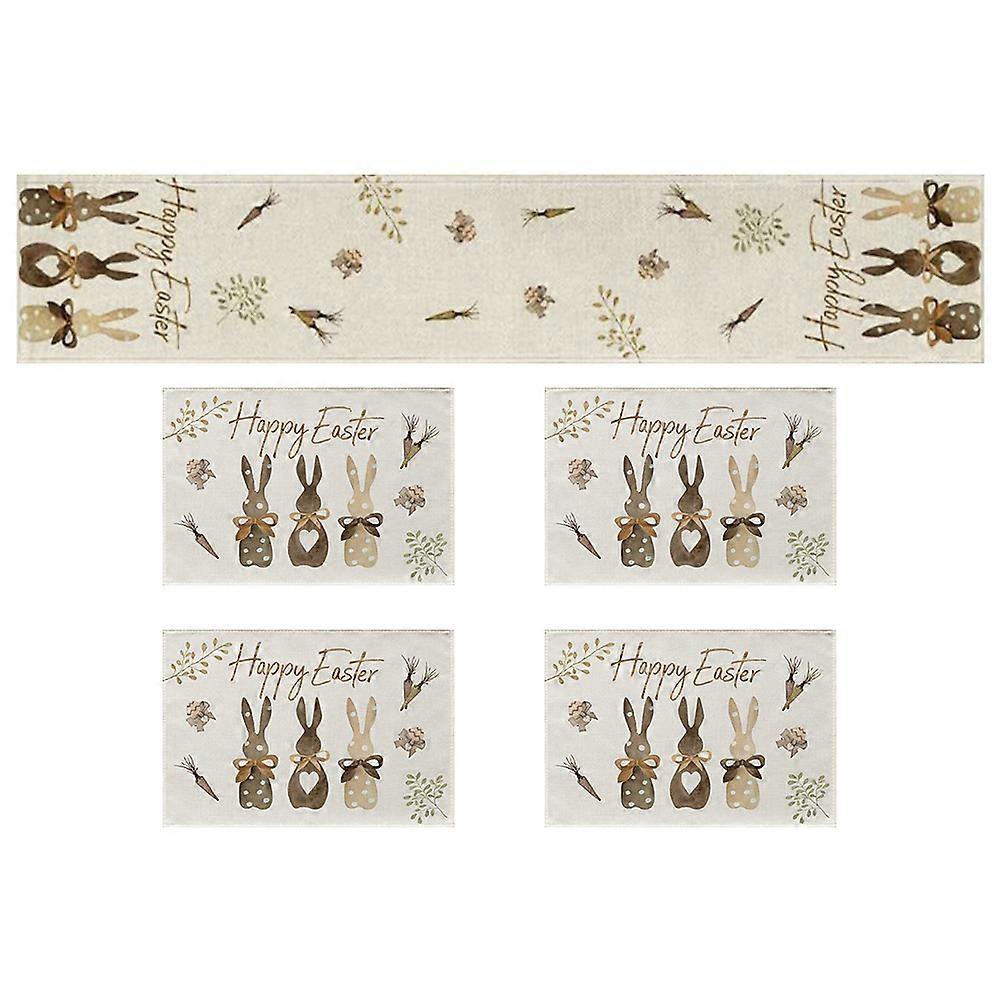 Decorative Easter Placemats and Table Runner Set for Decoration 3Sets White