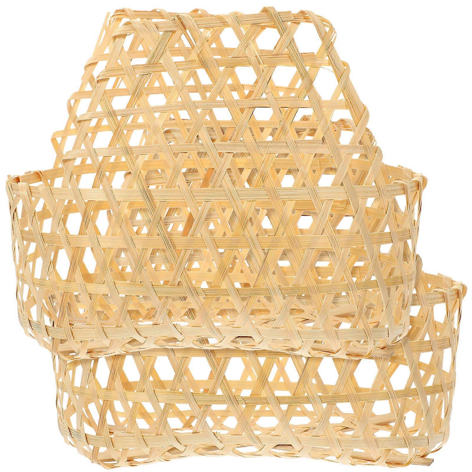 Bamboo Woven Basket Handheld Vegetable Storage Basket 4Pcs