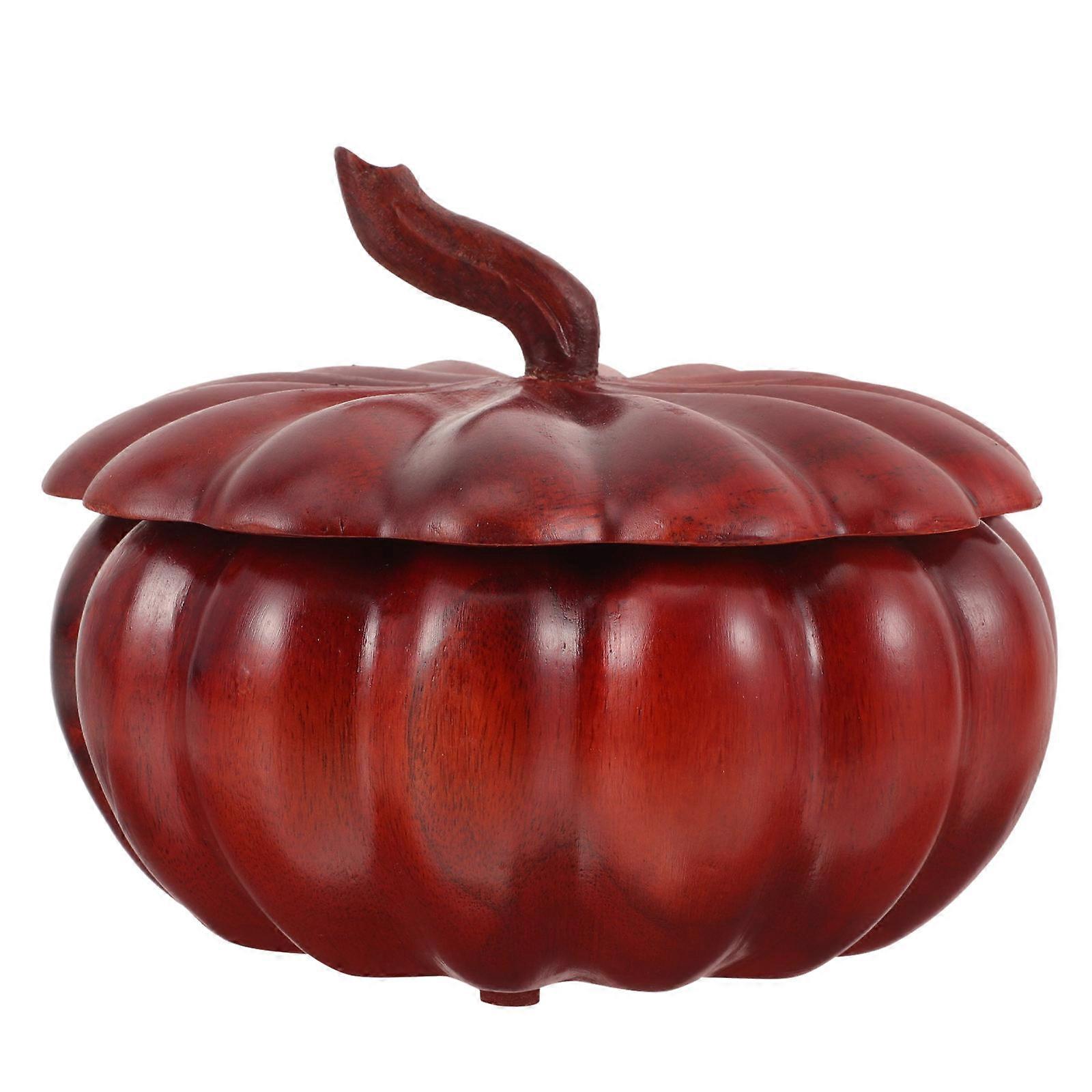 Pumpkin Shape Jar Wood Sugar Jar for Storage 2Pcs with Wood Texture