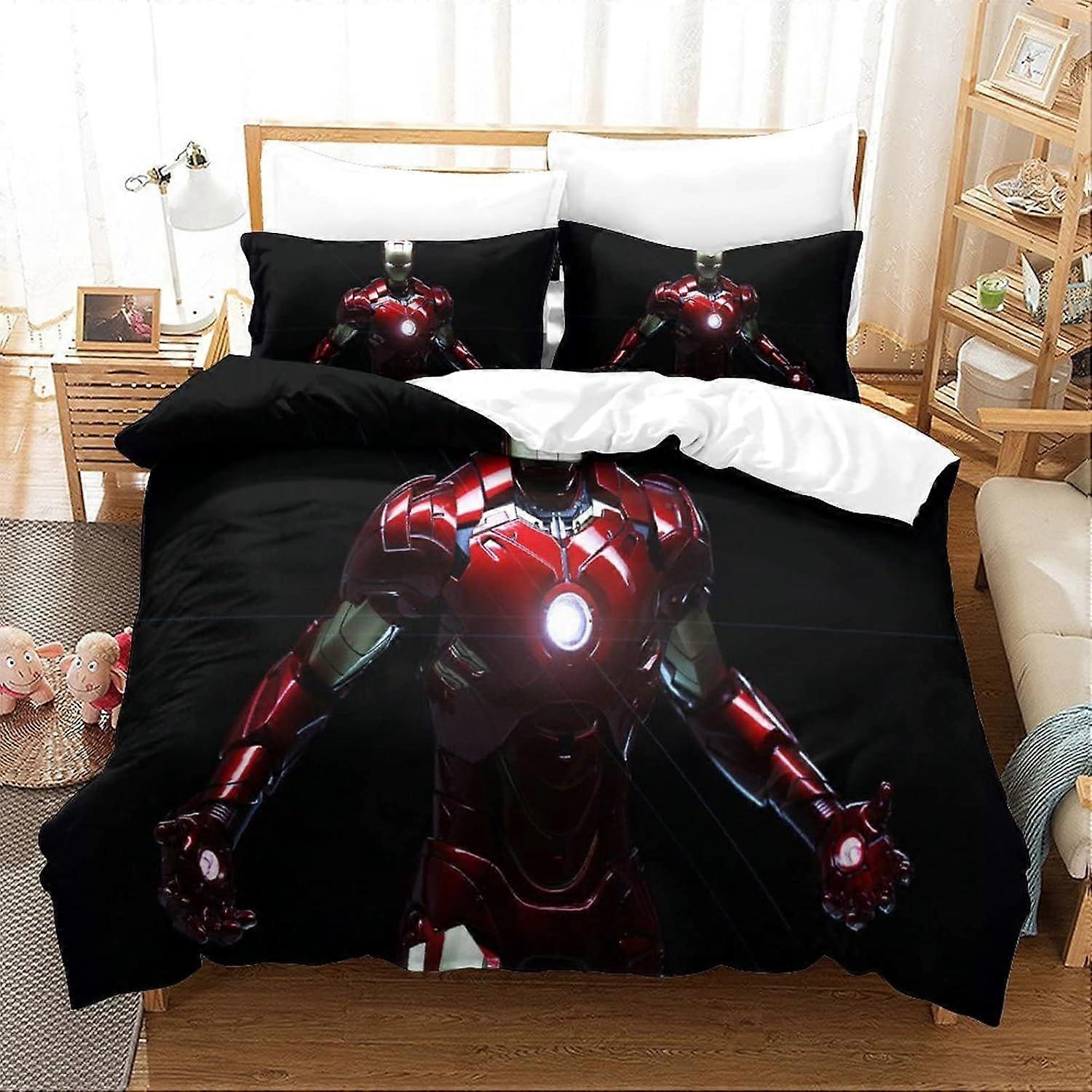 (yy-18) Iron Man Duvet Cover Set Bedding Set Duvet Cover Movie Poster Single 140X200CM