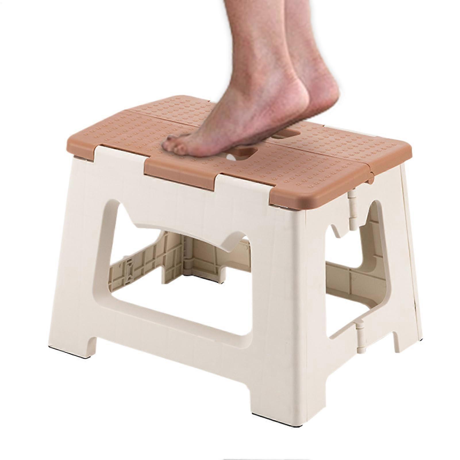 Folding Stool for Outdoor Use, Non-Slip, Foldable Camping Stool, Adult-Size, Khaki, Portable