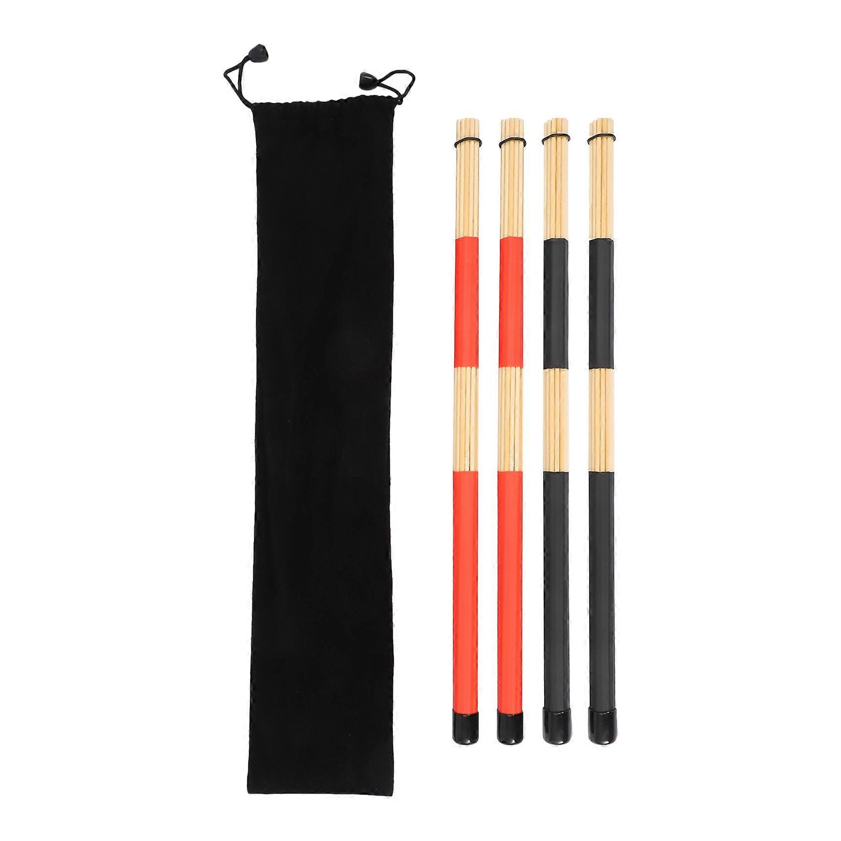 2 Pairs Drum Sticks Brushes Rute Jazz Drumsticks