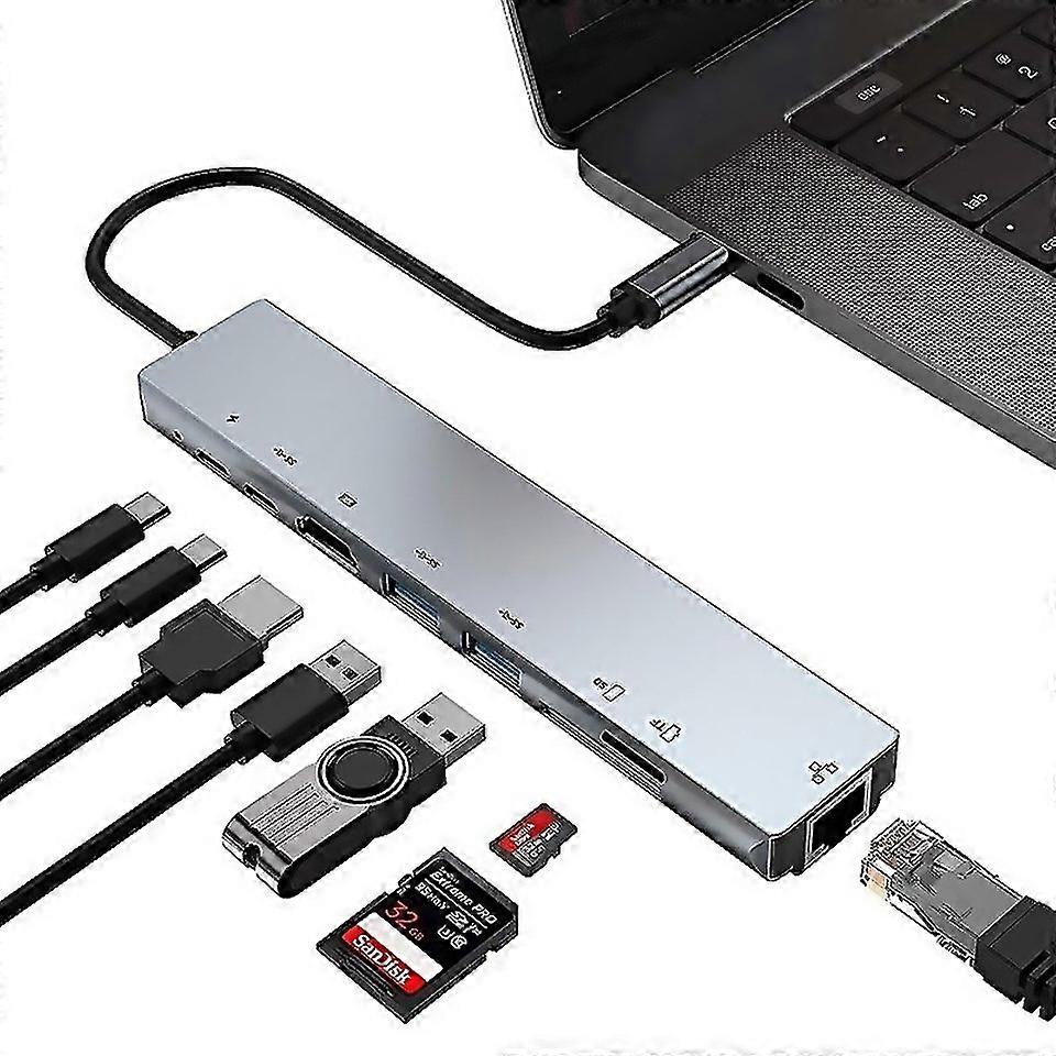 For Wc7367 8 In 1 87w Typec To Pdusb30usb20sdtfhdmirj45typec Docking Station