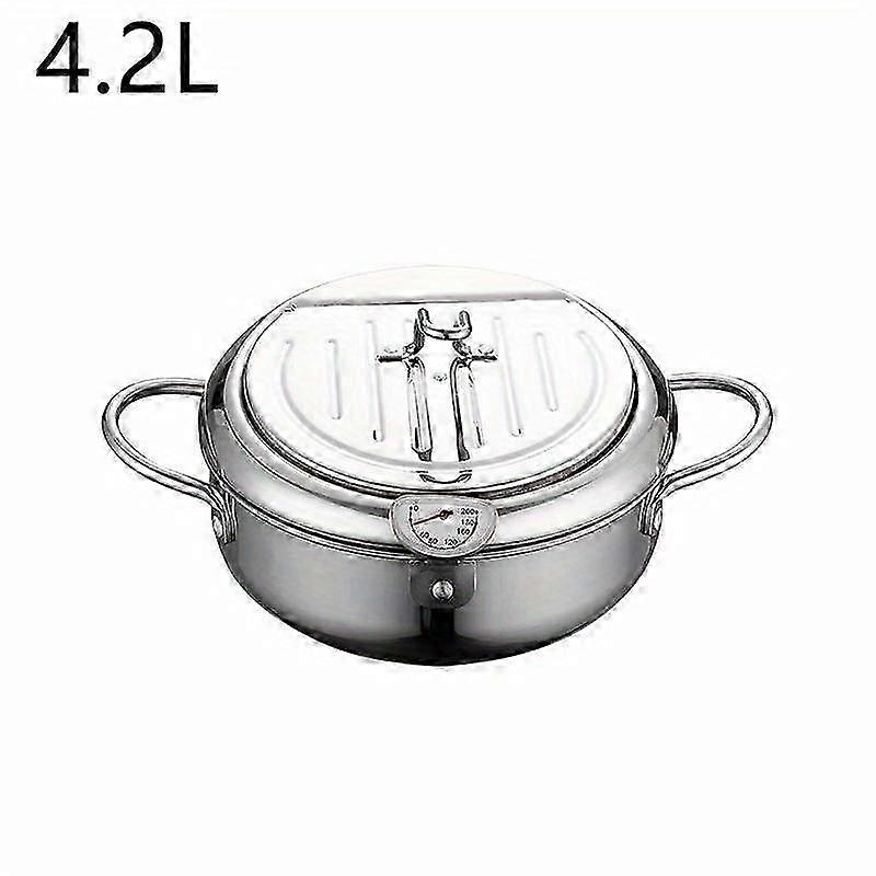 2025 201 Stainless Steel Deep Fryer with Temperature Control and Oil Droplet Filter Rack, Gas Induction Cooker