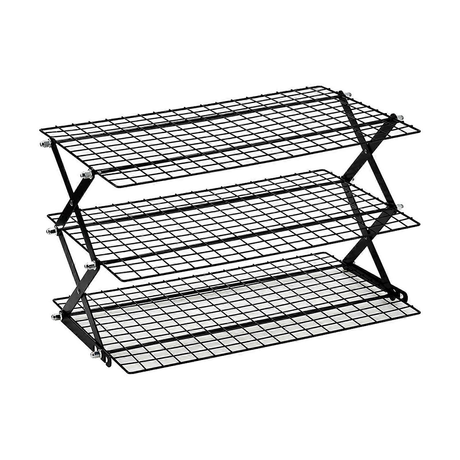 Kitchen Storage Rack Spice Organizer Durable Construction Strong Load-bearing Triple Layer Foldable Cooling Rack Storage Holder
