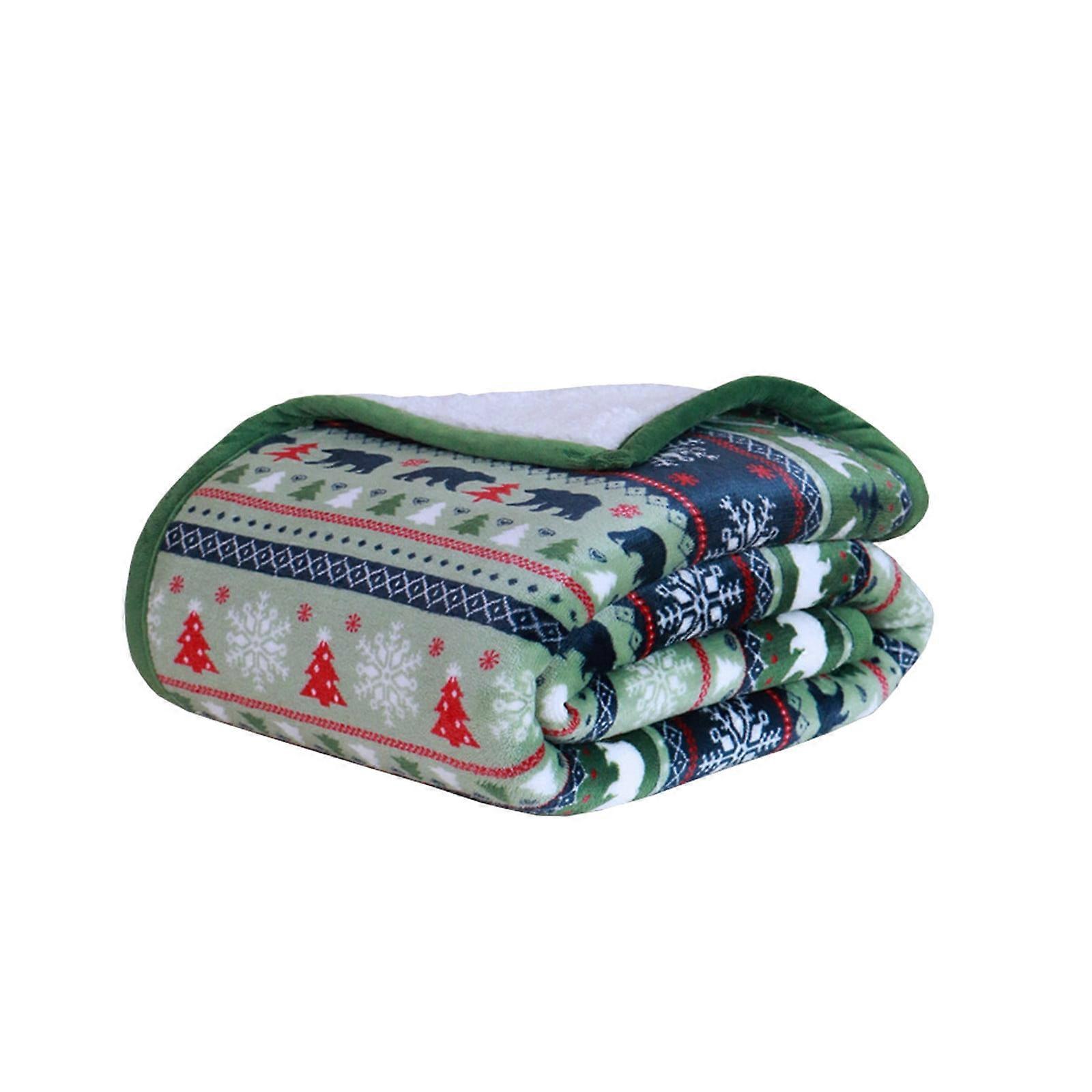 Christmas Double Layer Blanket Thickened Warm Winter Lambswool Coral Fleece Blanket Napping Blanket