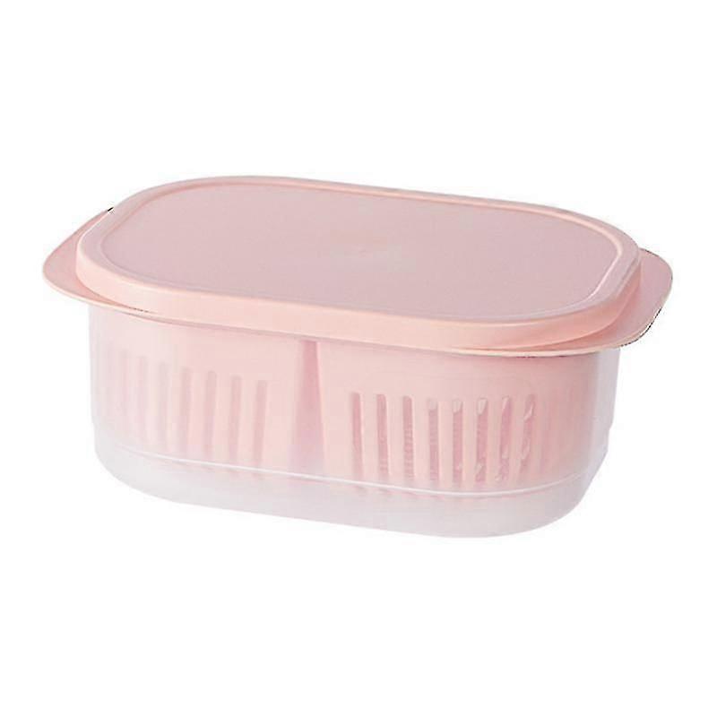 2-layer Japanese-style Drain Box 2 Grids Stackable Keep Fresh Refrigerator Food Storage Container