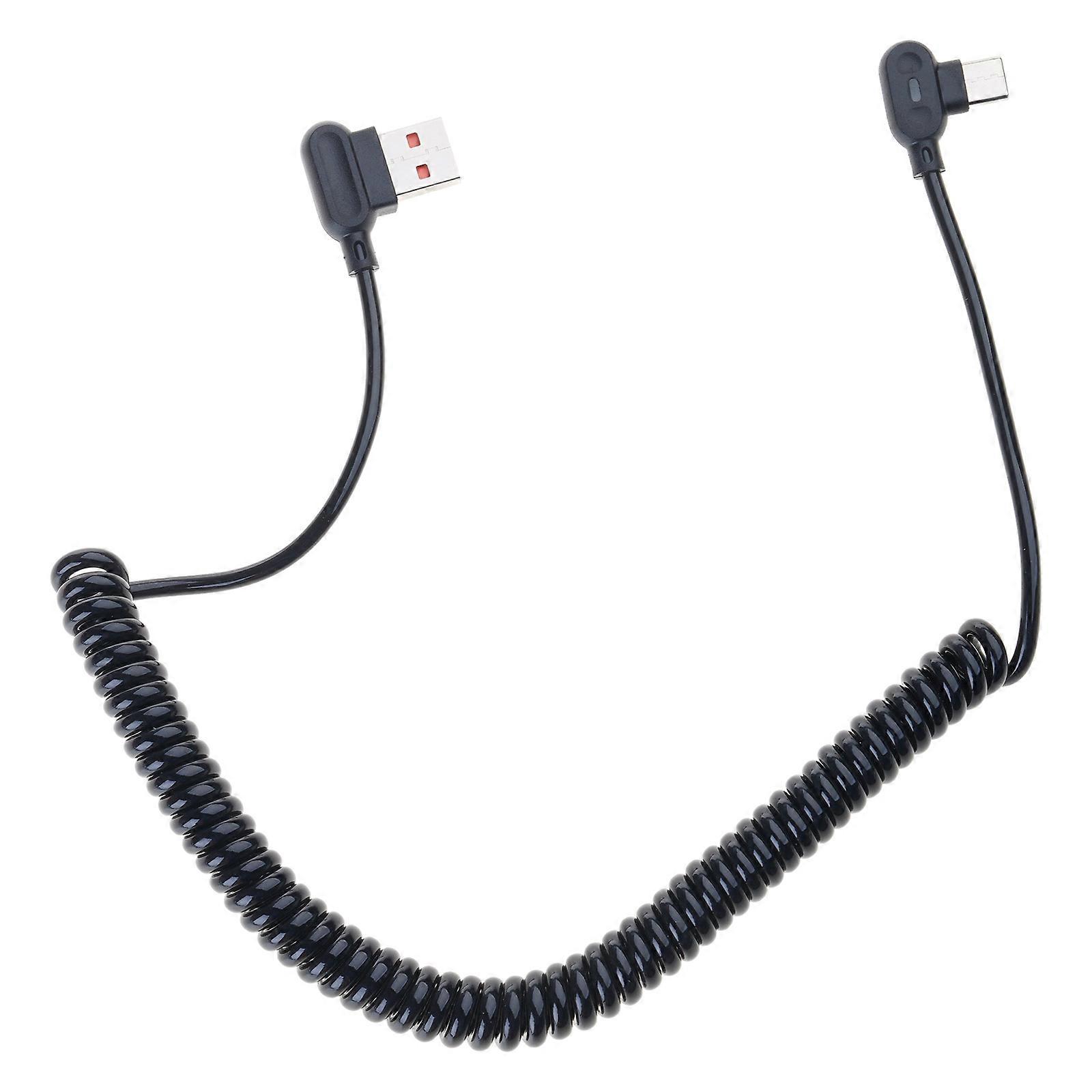 Double  Angled USB C Cable 6A Fast Charging Reversible Coiled Cord Portable Spring Coils Charging Cable for Smartphones Multicolor