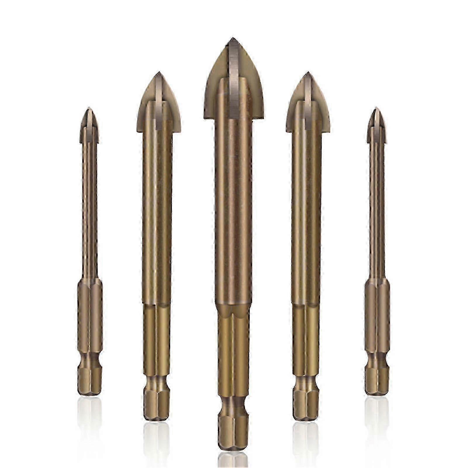 Professional Ceramic Tile Drill Bits Set - 5pcs Cross Design for Efficient Work