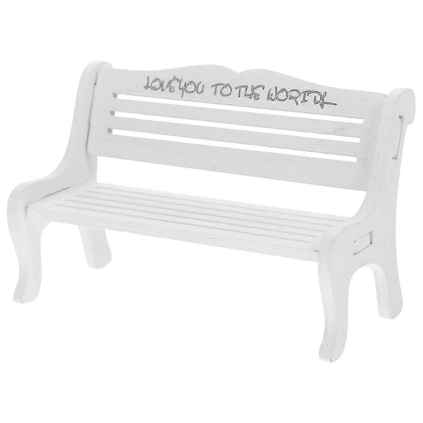 Miniature DIY Bench Wooden Bench Mini Park Bench Small Figurine Display Bench13.00X8.00X7.00CMWhite