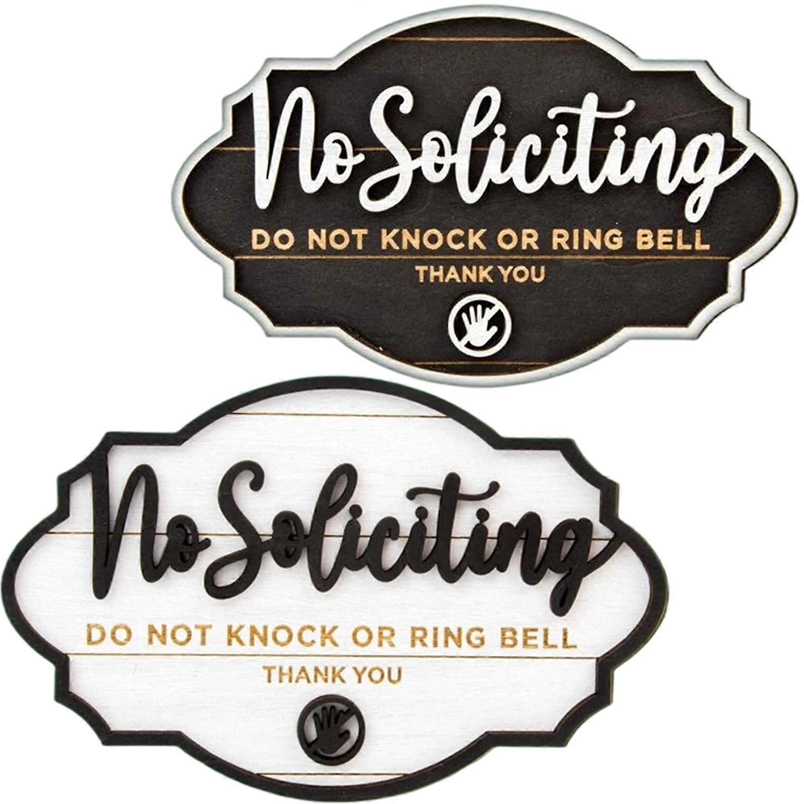 Practical Wood No Soliciting Sign Comical Design for Store Restaurant Waterproof Surfaces Quick Setups Decorative Plaque Multicolor