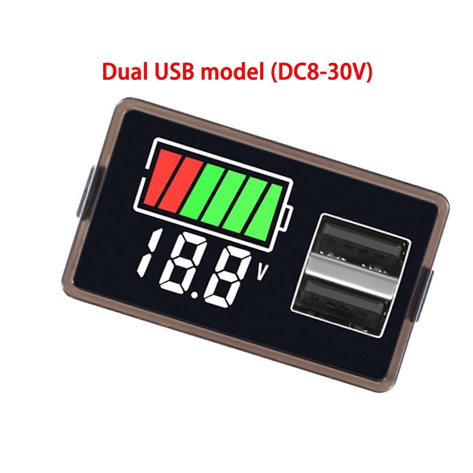 Compactly Battery Voltages Tester Monitor With LED Digital Screen Double USB Port Suitable For Outdoor Activity Use  White