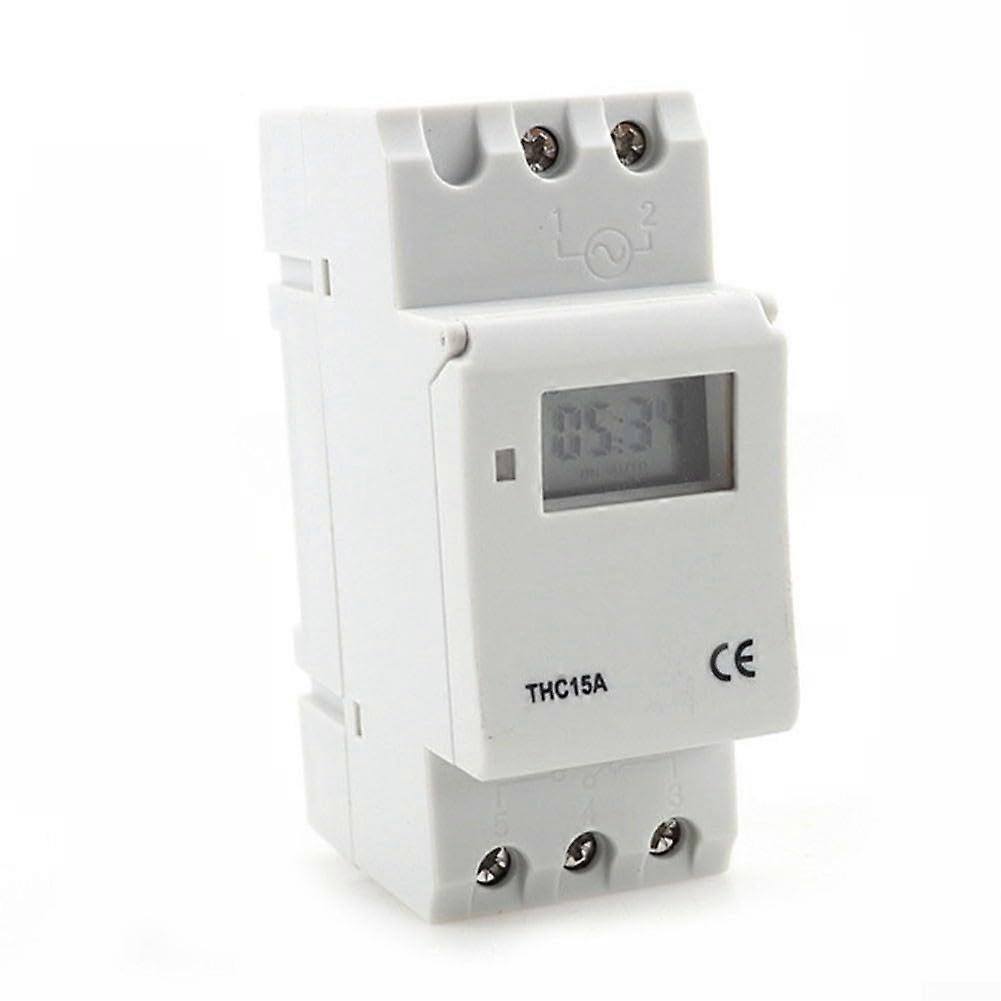 Digital LCD Programmable Timer Switch AC220V 16A DIN Rail Mount with Weekly Daily Cycle and Battery Backup