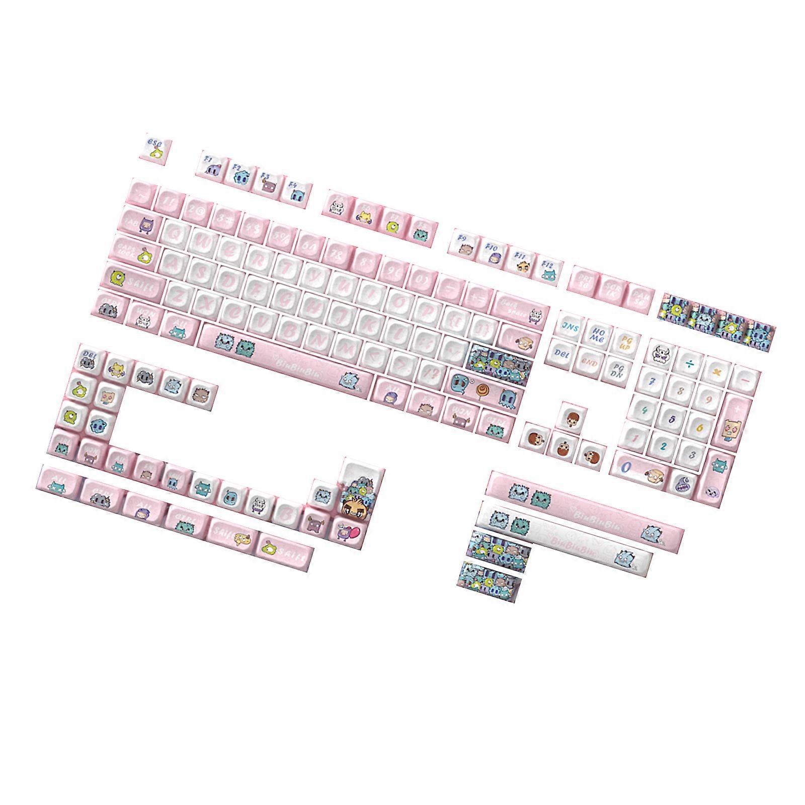 140Keys PBT Keycaps MOA Profile DYE-SUB Keycap for 61/87/96/98/104/108 Mechanical Keyboards Quirkys Monsters Theme Keycap Multicolor