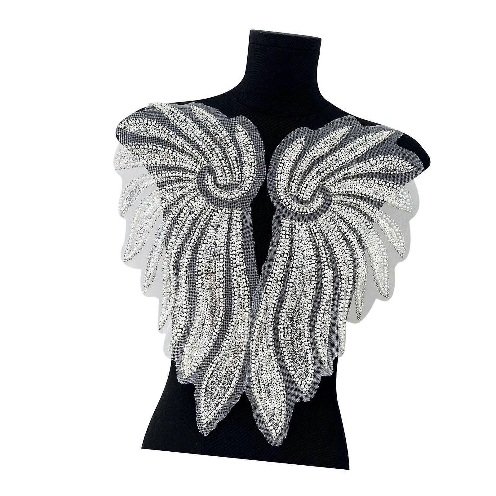 Elegant Bridal Sewing Wing With Embroidery And Shimmering Sequins For Wedding Dresses Formal Attire  White