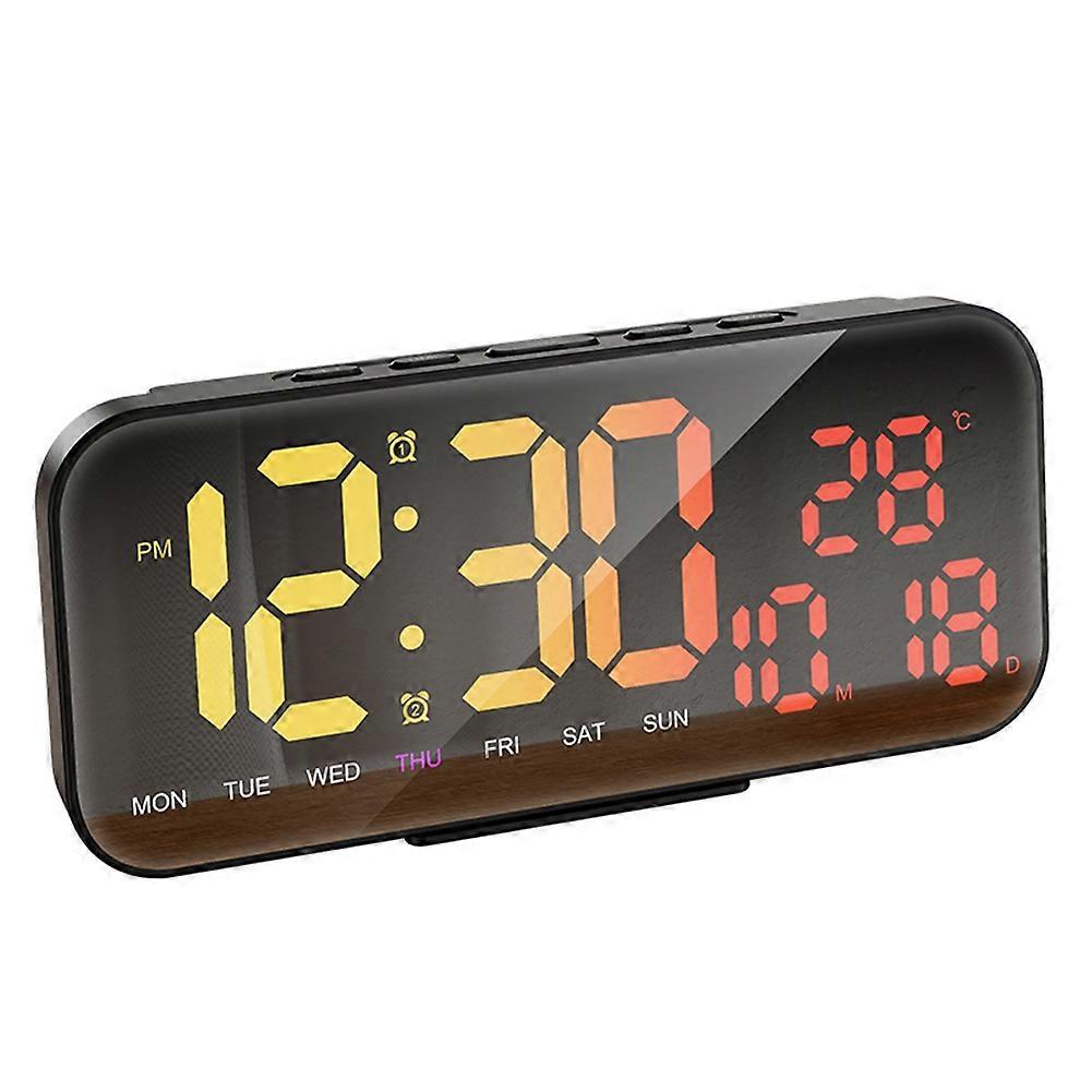 RGB Color Changing Digital LED Clock Mirror Table Clock Wall USB Clock Watch with Temperature Date Week