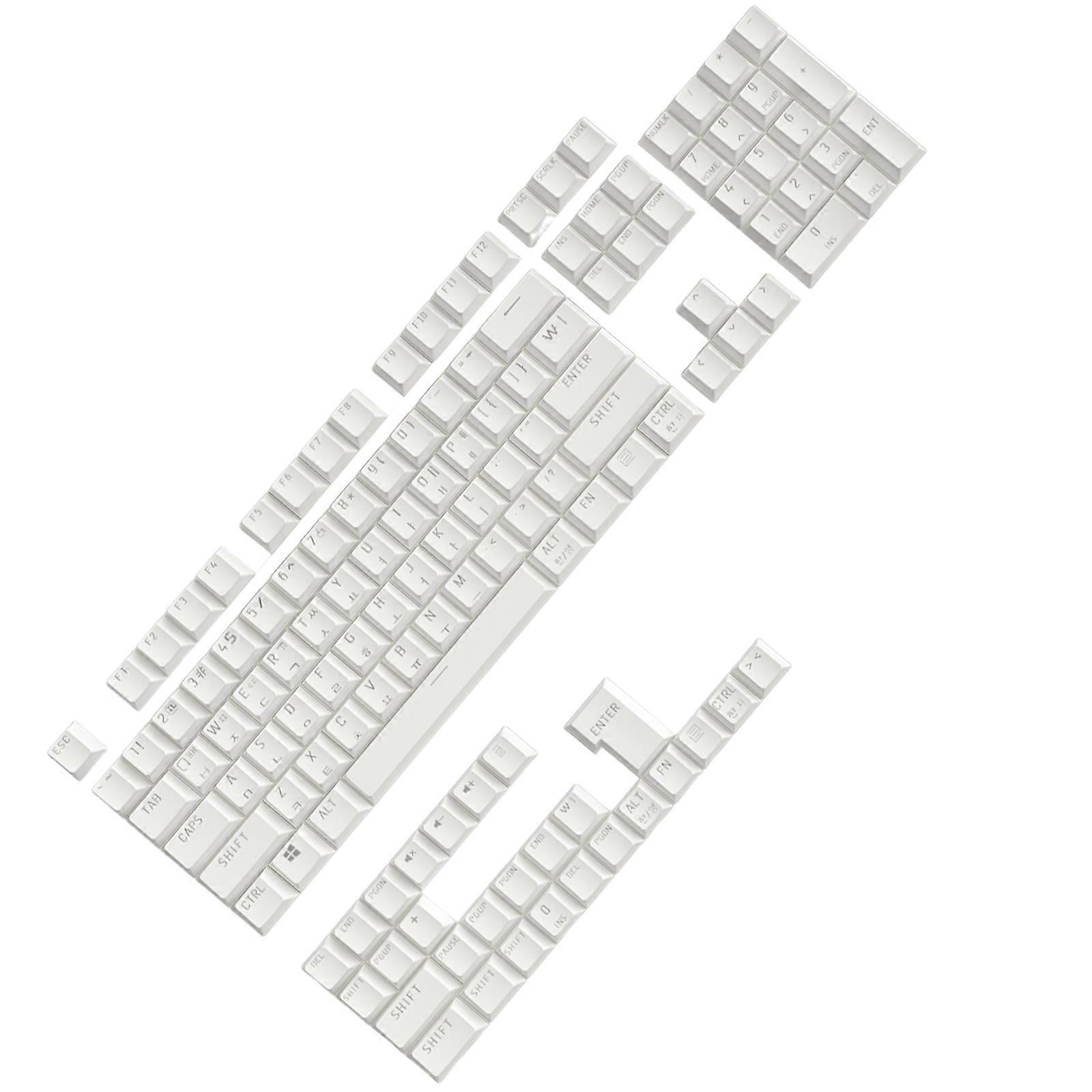 Korean Translucent Keycaps Set OEM Profile, Full 104 Keys Backlight Keycaps for Mechanical Keyboards  White