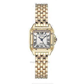 Damenuhr 2023, quadratisch, modisch, Quarz, hochwertige römische Proportional-Uhr, Gold (C) YC