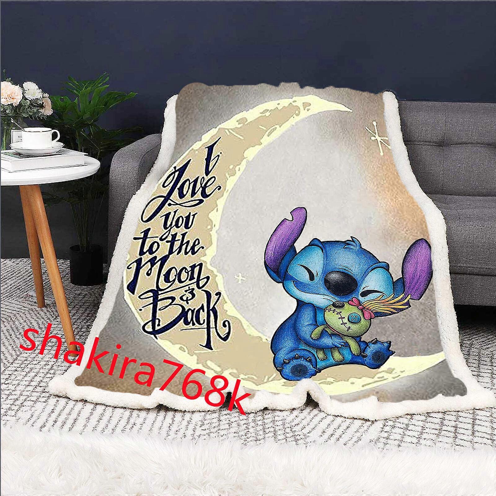 3D Lilo and Stitch Cartoon Sofa Blanket Flannel Ultra Soft Throw Xmas Gift UK