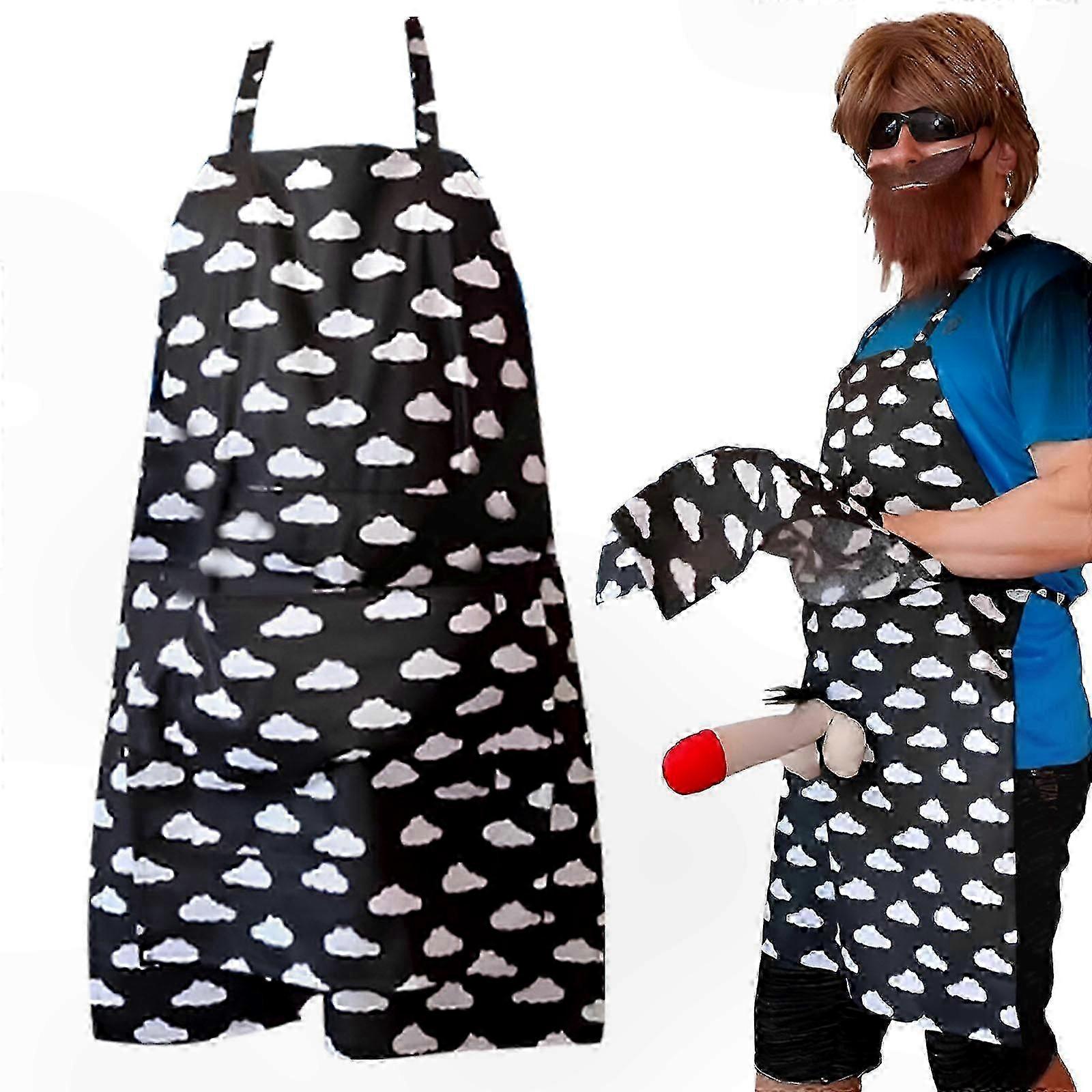 Humorous Apron with Concealed Pocket for Cooking and Barbecue Accessory