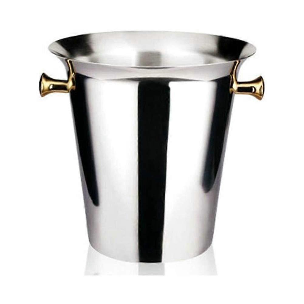 Insulated Stainless Steel Ice Bucket with Lid and Tongs for Wine Champagne Parties