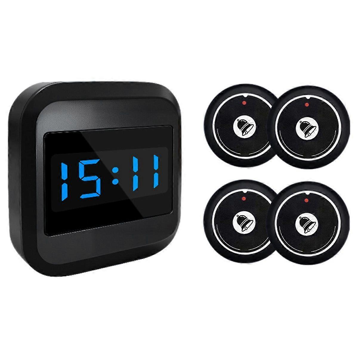 Doorbell Display Receiver +4 Pager Wireless Restaurant Pager Waiter Calling System for Hotel Bar Ca