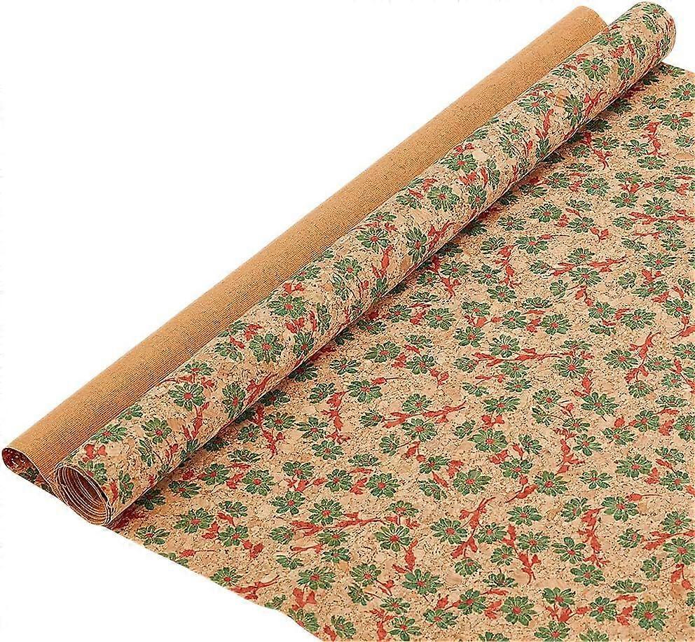 Cork Fabric 53x19.7 Flower Pattern Soft Cork Sheets Retro Style Thin Cork Ribbon for Sewing Cork Leather with Daisy Flower Pattern for Wood Craft DIY 