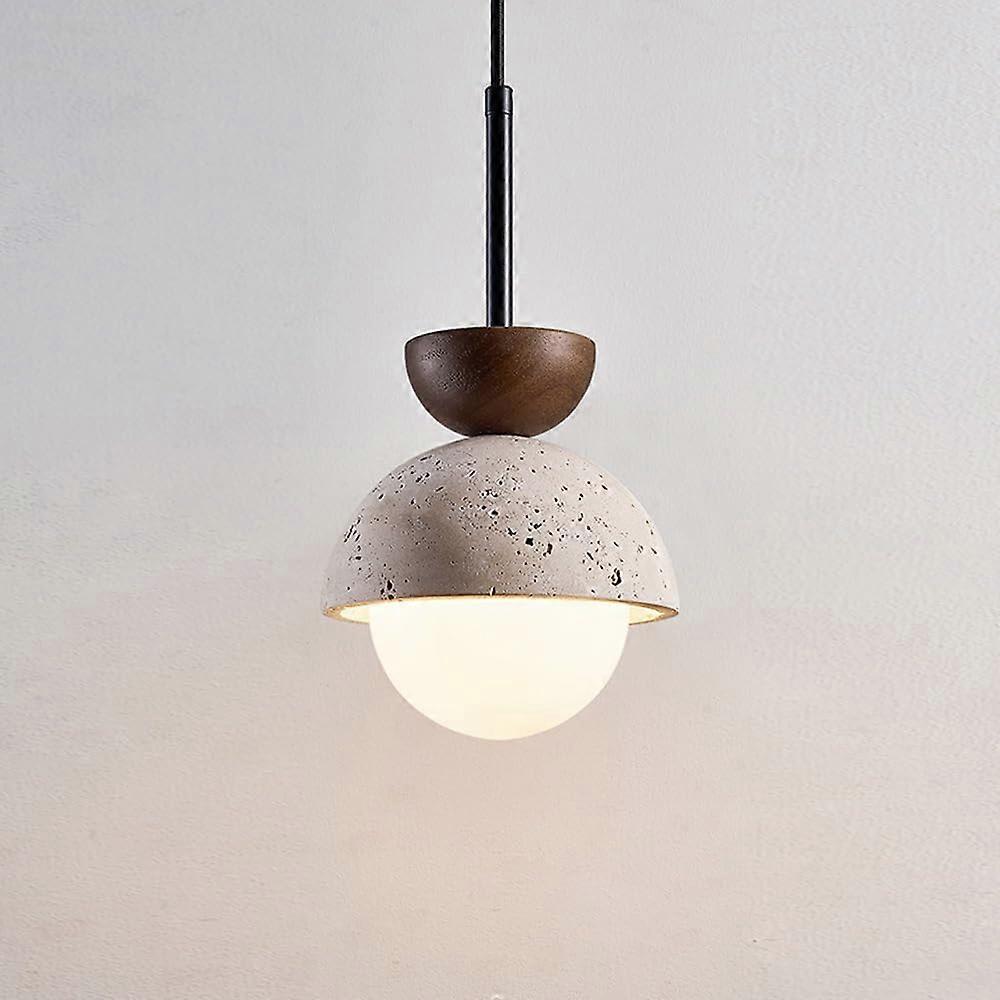 G9 Single Head Chandelier Light Natural Travertine Pendant Light With Round Glass Lampshade Adjustable Hanging Wire