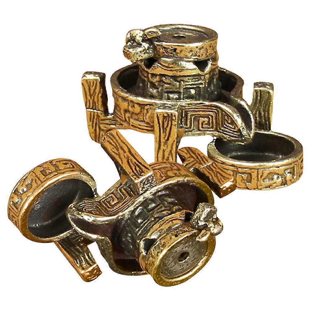 Backflow Incense Burner Brass for Decoration 2Pcs Mini Stone Mill Design