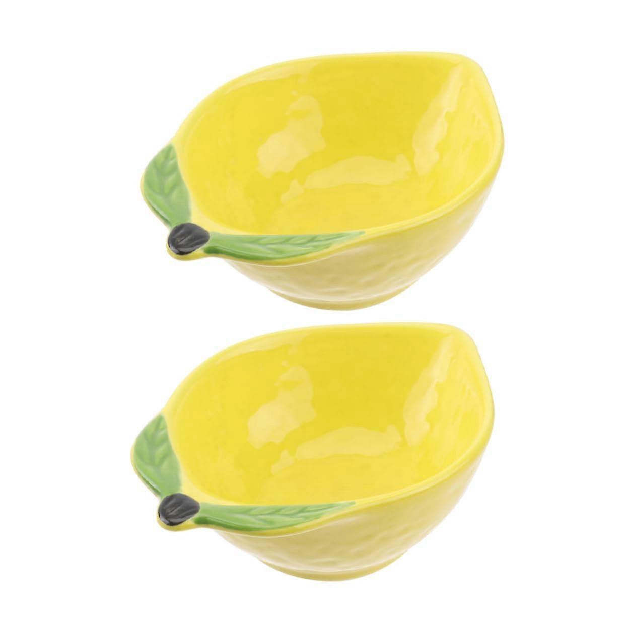2pcs Ceramic Fruit Plate LemonShaped Decorative Serving Platter for Snacks Desserts Kitchen Decor