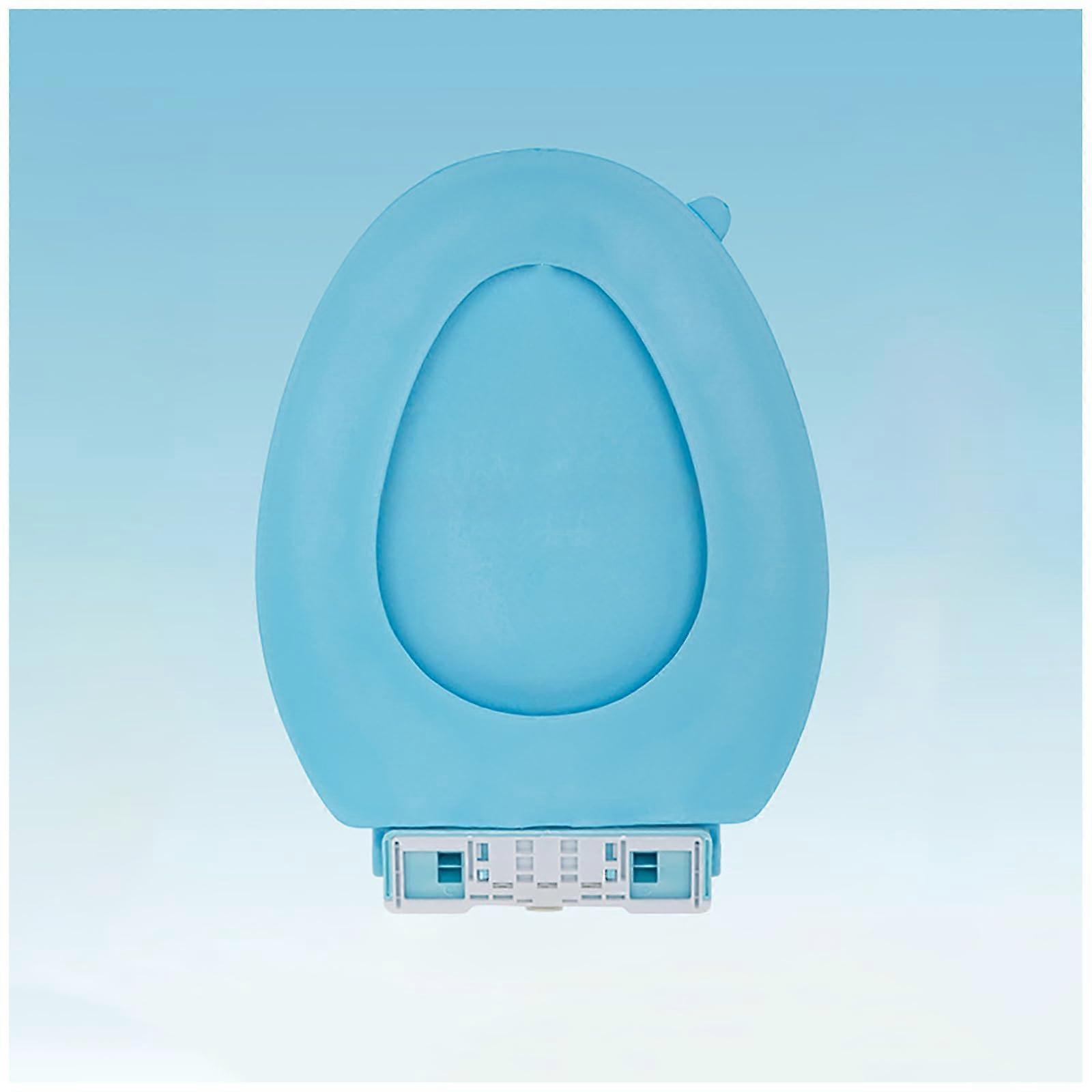 Blue VShaped Soft Toilet Seat with Comfortable EVA Padding, Waterproof and Cold Resistant