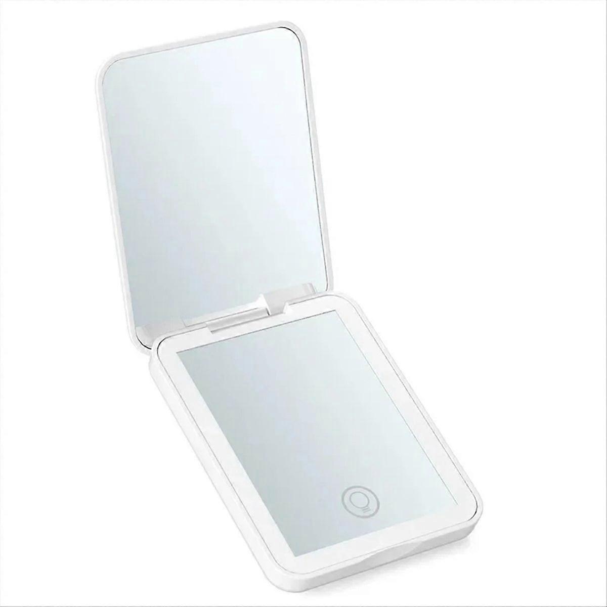 Compact Mini Vanity Folding Cosmetic Mirror with Lights White