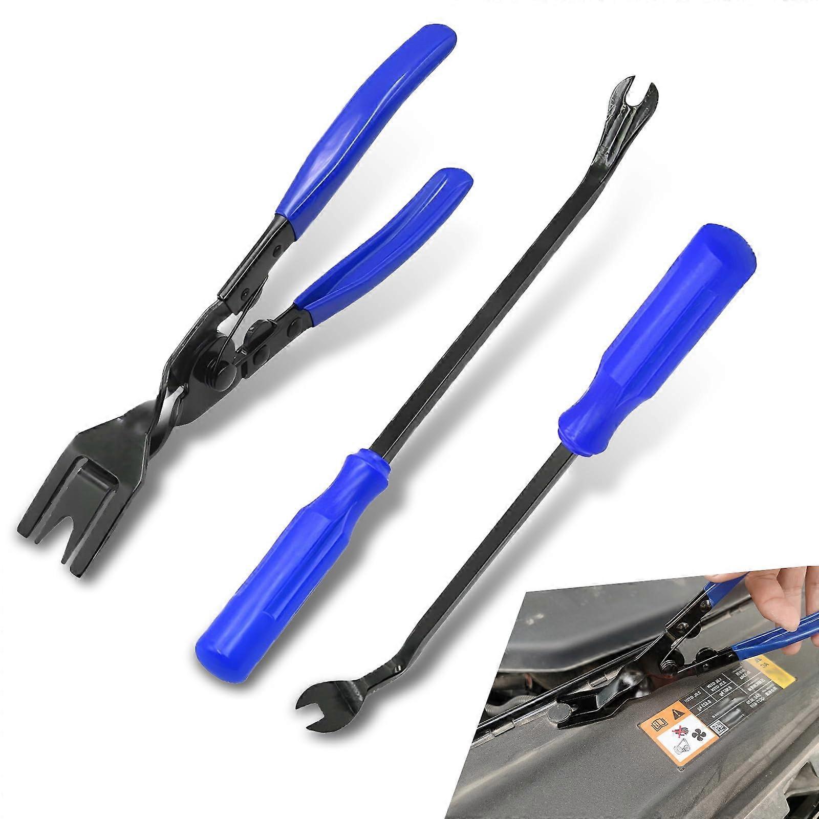 3PCS Car Trim Removal Tool Kit with Ergonomic Comfort Grip for Door Panel and Dashboard  (Blue)