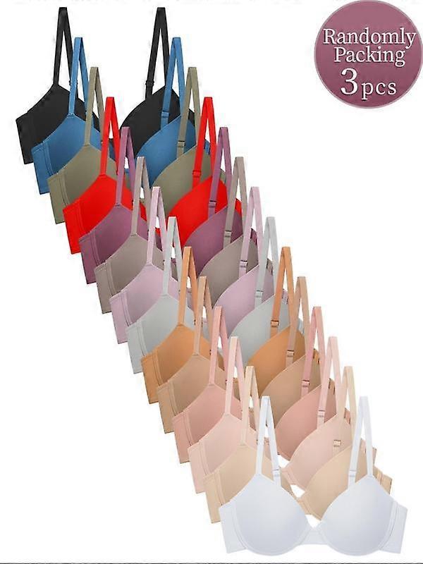 Women's Solid Color Push Up Bra, Adjustable Strap Underwire Bra, Basic Soft Comfortable Breathable Medium Stretch Bra for All Seasons, Women