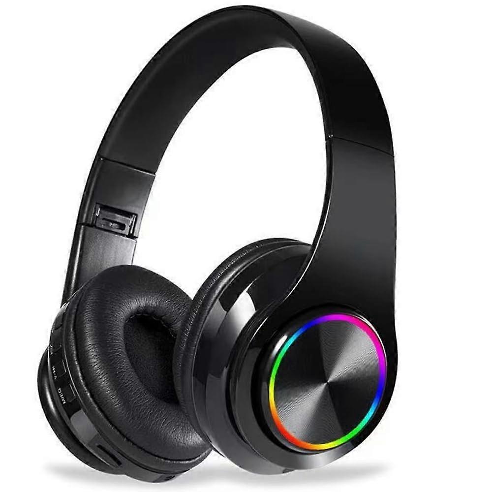 Bluetooth Headphones with Microphone Deep Bass Noise Reduction Wireless Over Ear LED Foldable Design