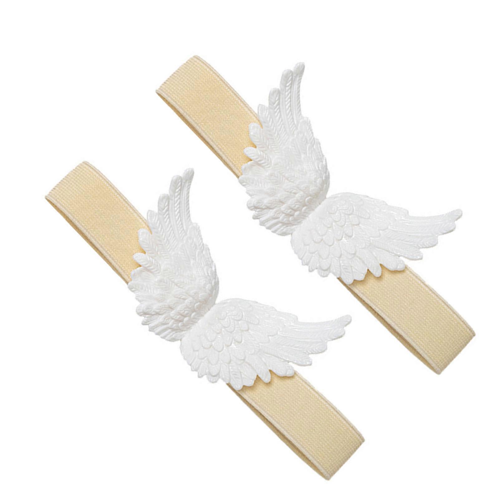 2 Pack Angel Wing Elastic Curtain Tieback with Button Adjustable Straps Window Drape Holders Holdbacks for Home Decors  White