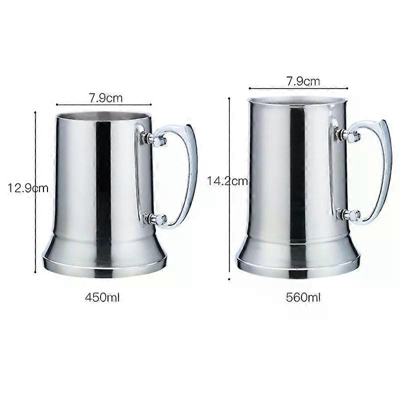 1Pc 560ml Tankard Stein Double paroi en acier inoxydable tasse �� bi��re Cocktail petit d��jeuner tasses �� lait avec poign��e tasse �� caf�� outil