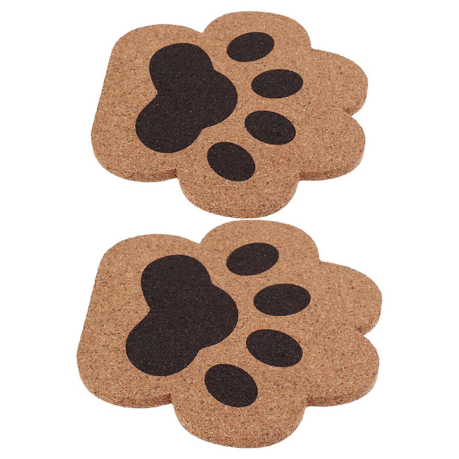 Cat Paw Shape Cork Coasters for Office Desk 2Pcs Soft Comfortable Protectors