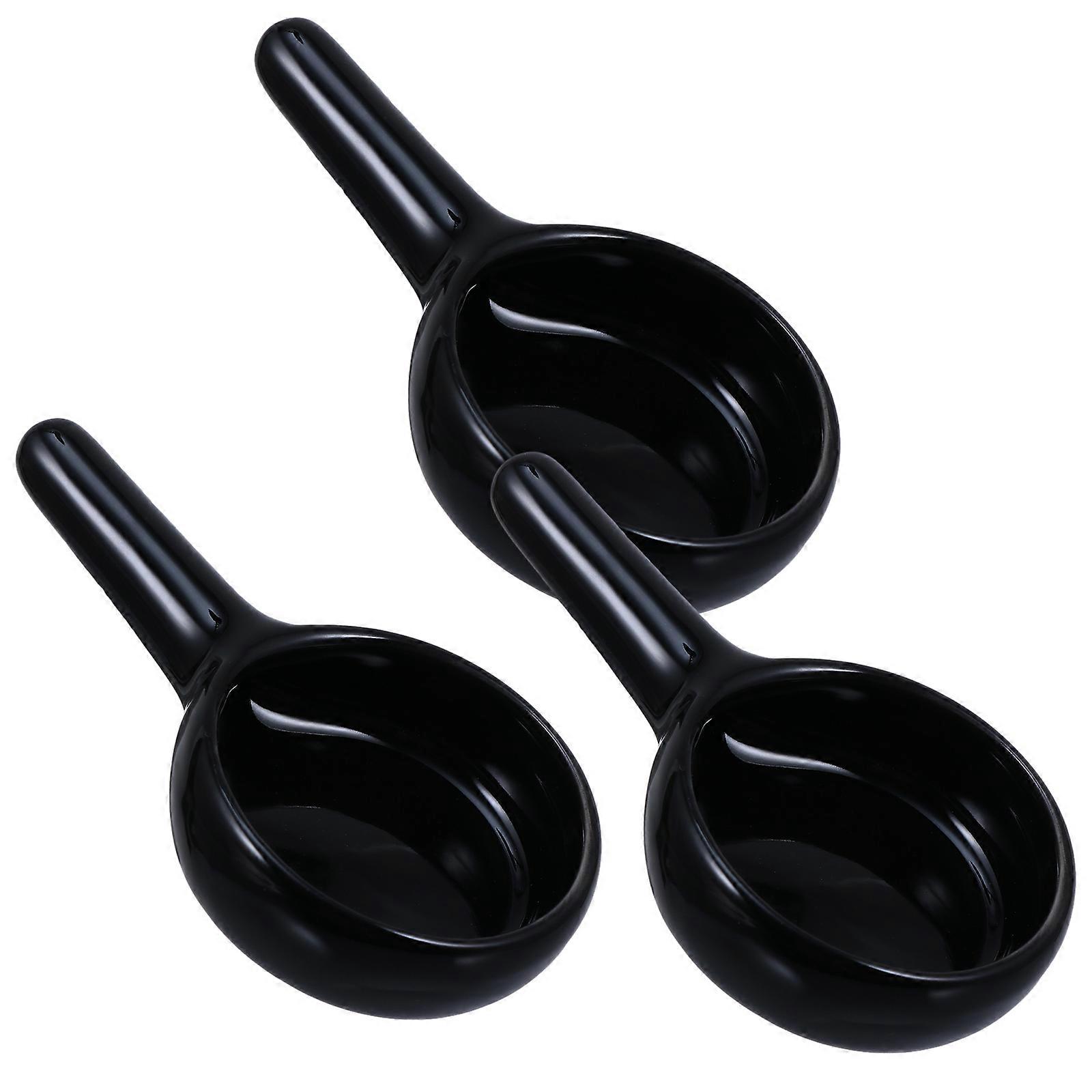 Black Ceramic Candle Tray for Storage 3Pcs Tabletop Candlestick Holder
