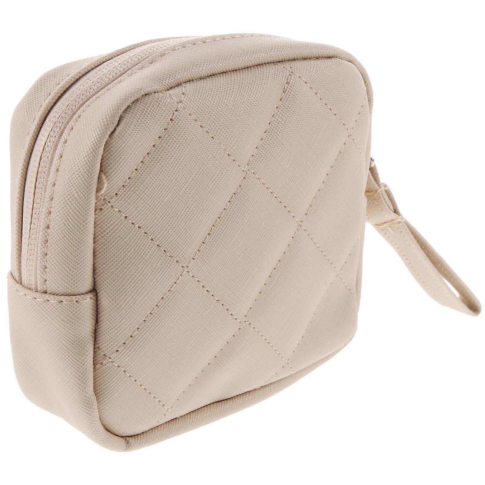 Sanitary Napkin Storage Bag Beige Portable Holder Multi-Function